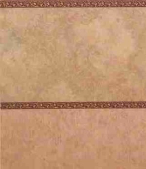 Wallpaper - 10" HIGH wall - Golden tan/pale red marble effect with finely striated pale gold wainscot and burgundy/gold borders.