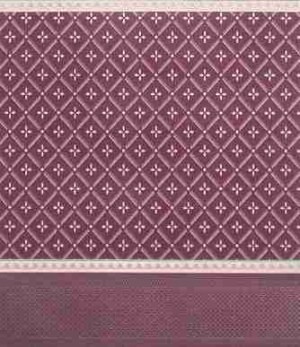 Wallpaper - 10" HIGH wall - Pale gold diamond pattern on burgundy background with pale gold borders.