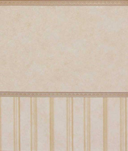 Wallpaper - 10" HIGH wall - Gold satin sponged effect with pale gold borders and gold striped wainscot. Note: Lines in wainscot are finely striated, not coarse as in picture.