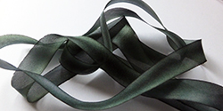 Hand-dyed silk ribbon: green